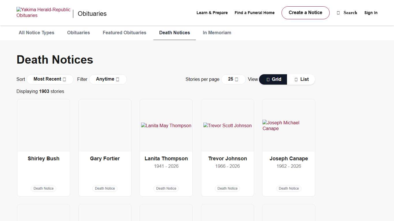 Yakima Herald-Republic Death Notices