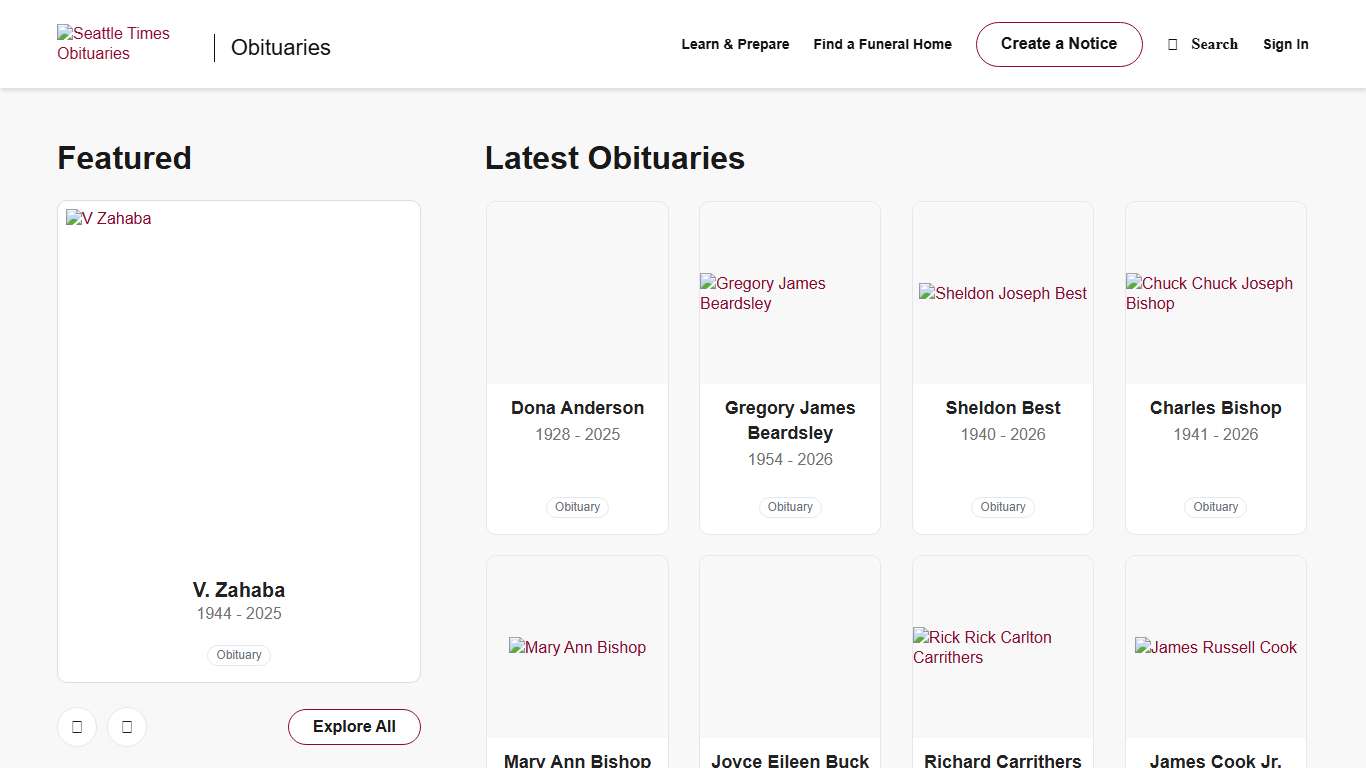 Obituaries Seattle Times
