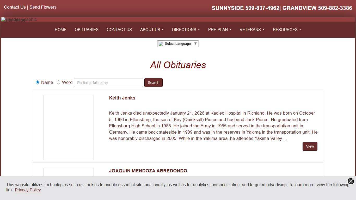 All Obituaries Smith Funeral Home Sunnyside, WA